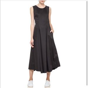New AKRIS Punto Cotton Black Midi Dress with pockets Size 4 ($1190 Retail)
